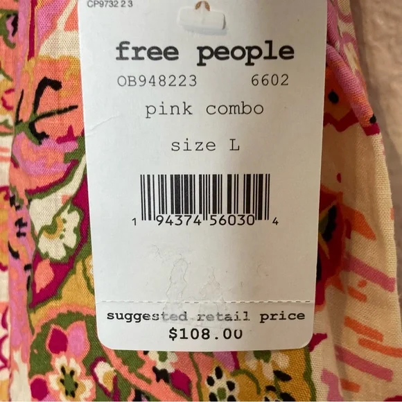 FREE PEOPLE SUMMER IN TULUM LINEN BLEND TUNIC PEBLUM PINK FLORAL mini dress/TOP - Picture 14 of 16